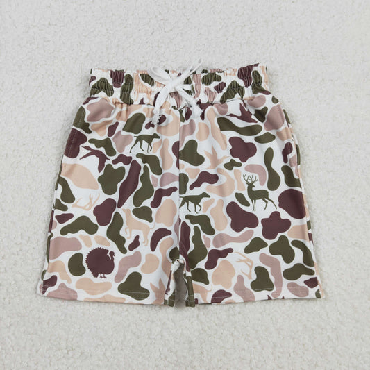 SS0699 Baby Boys Southern Hunting Duck Dogs Camo Pockets Shorts Bottom