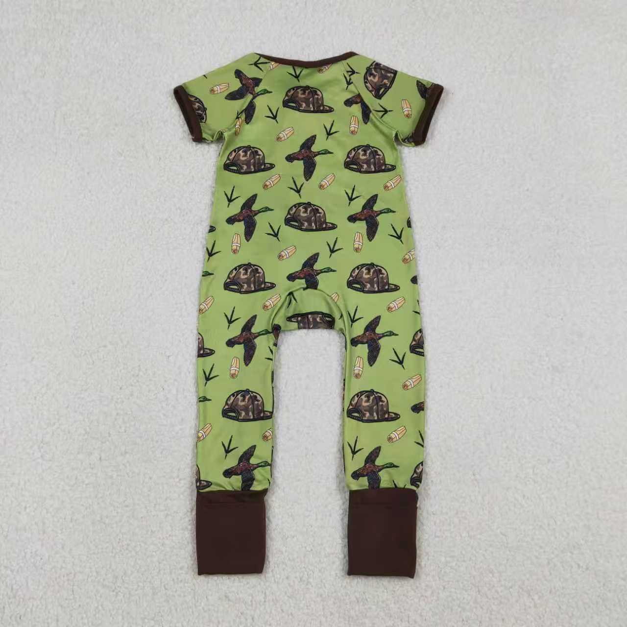 Sibling Baby Boys Camo Hats Ducks Pants Hunting Pajamas Set Zipper Rompers