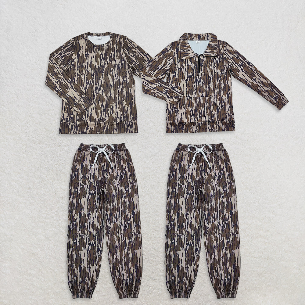 Sibling Adult Women Olive Camo Top Pockets Jogger Yoga Active Clothes Sets