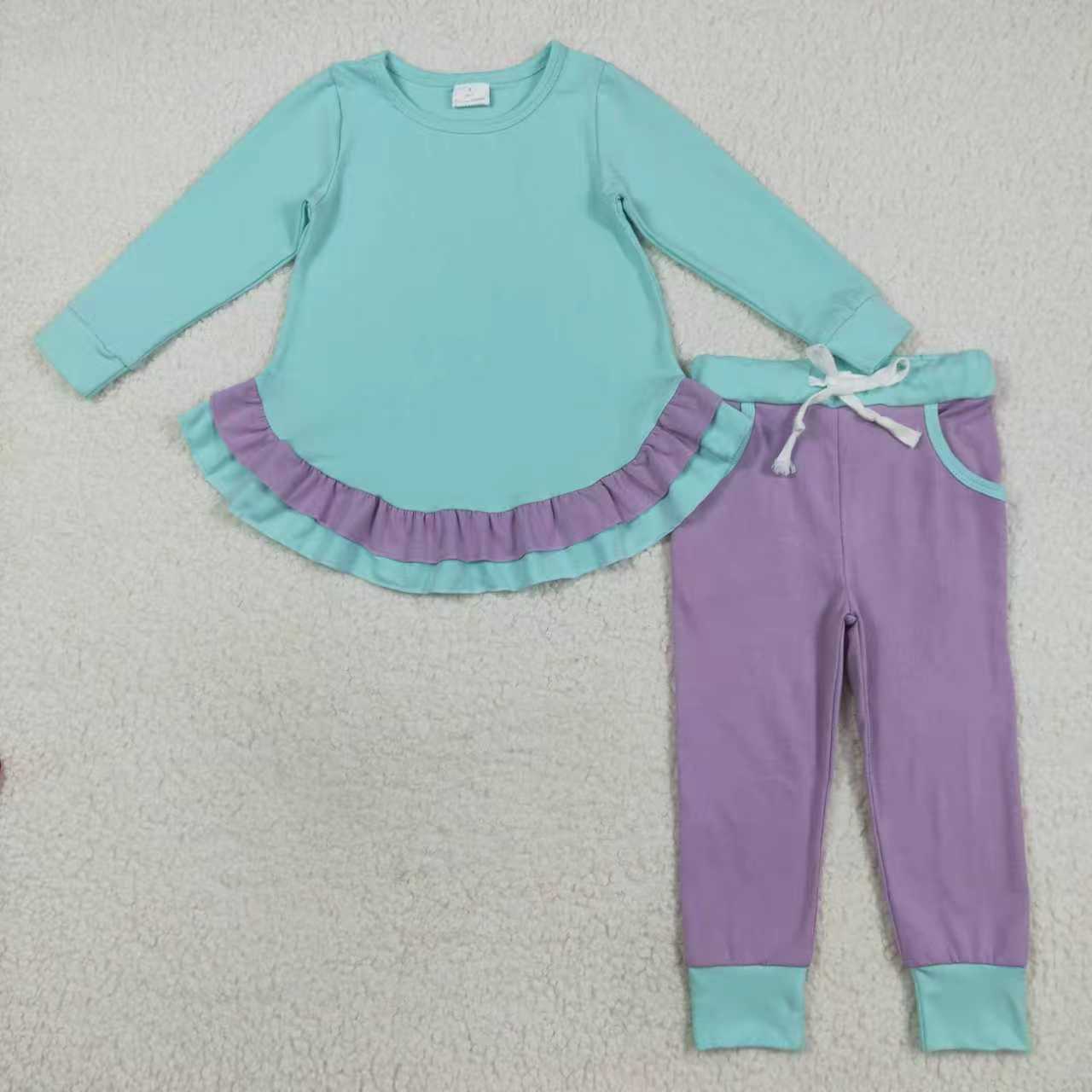 Sibling Baby Girls Long Sleeves Ruffle Tunic Pockets Leggings Pants Clothes Sets