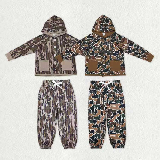 Sibling Baby Boys Southern Camo Button Pockets Hoodies Jogger Pants Hunting Clothes Sets