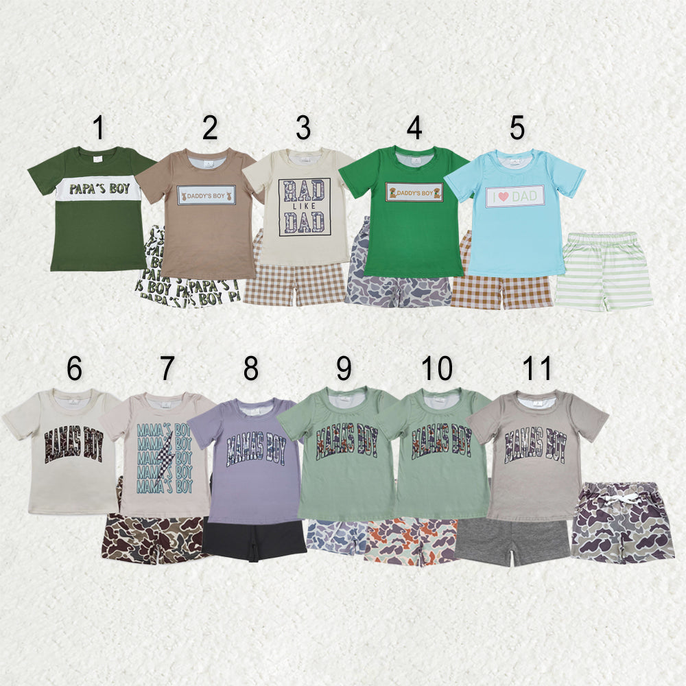 Sibling Baby Boys Short Sleeve I Love Dad and Mom Top Shorts Clothes Sets