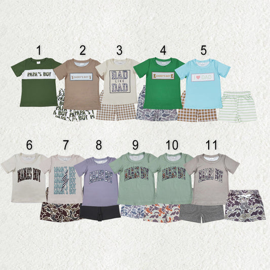 Sibling Baby Boys Short Sleeve I Love Dad and Mom Top Shorts Clothes Sets