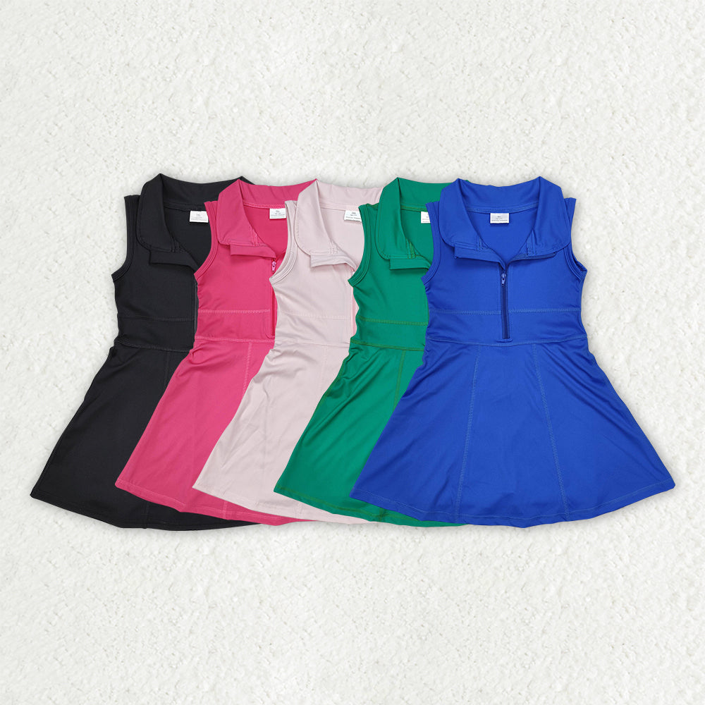 Sibling 5 Colors Baby Girls Athletic Zip Active Wear Knee Length Dresses