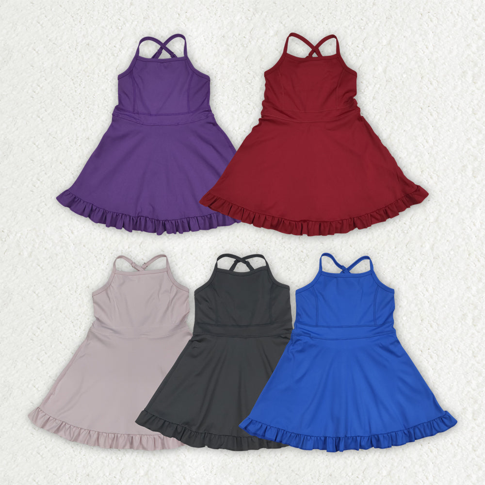5 Colors Sibling Baby Girls Athletic Active Wear Knee Length Dresses