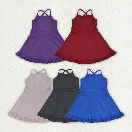 5 Colors Sibling Baby Girls Athletic Active Wear Knee Length Dresses