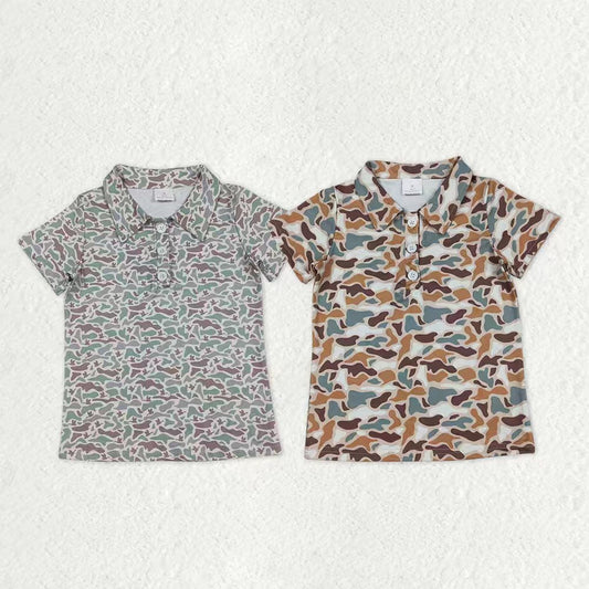 Sibling Baby Boys Short Sleeve Southern Ducks Camo Button Hunting Polo Shirts Top