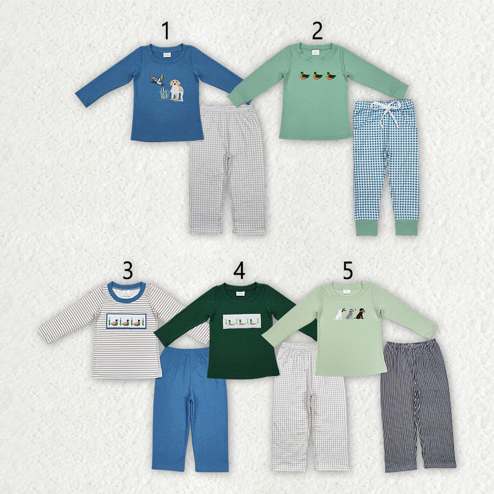 Sibling Hunting Baby Boys Embroidery Southern Tops Pants Clothes Sets