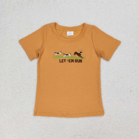 BT0674  baby boy clothes embroidery wild animals boy summer tshirt