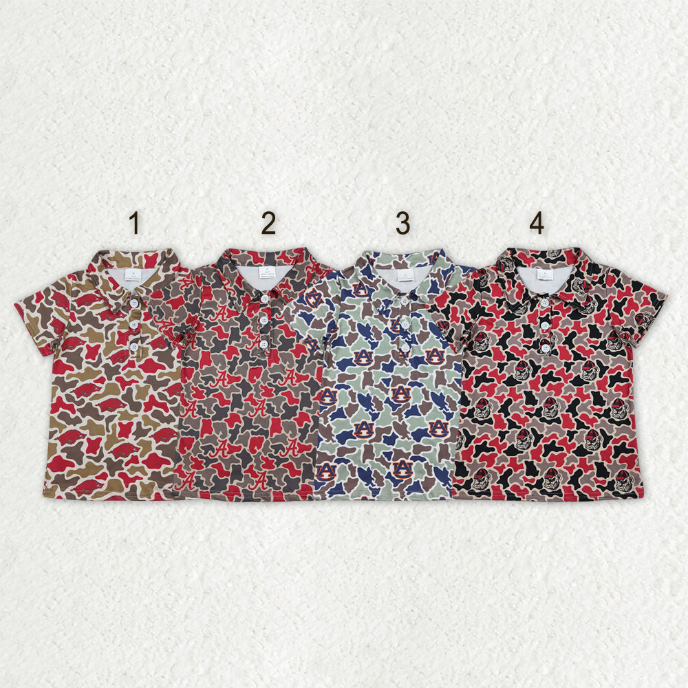Sibling Baby Boys Short Sleeve Southern Camo Team Button Polo Shirts Top