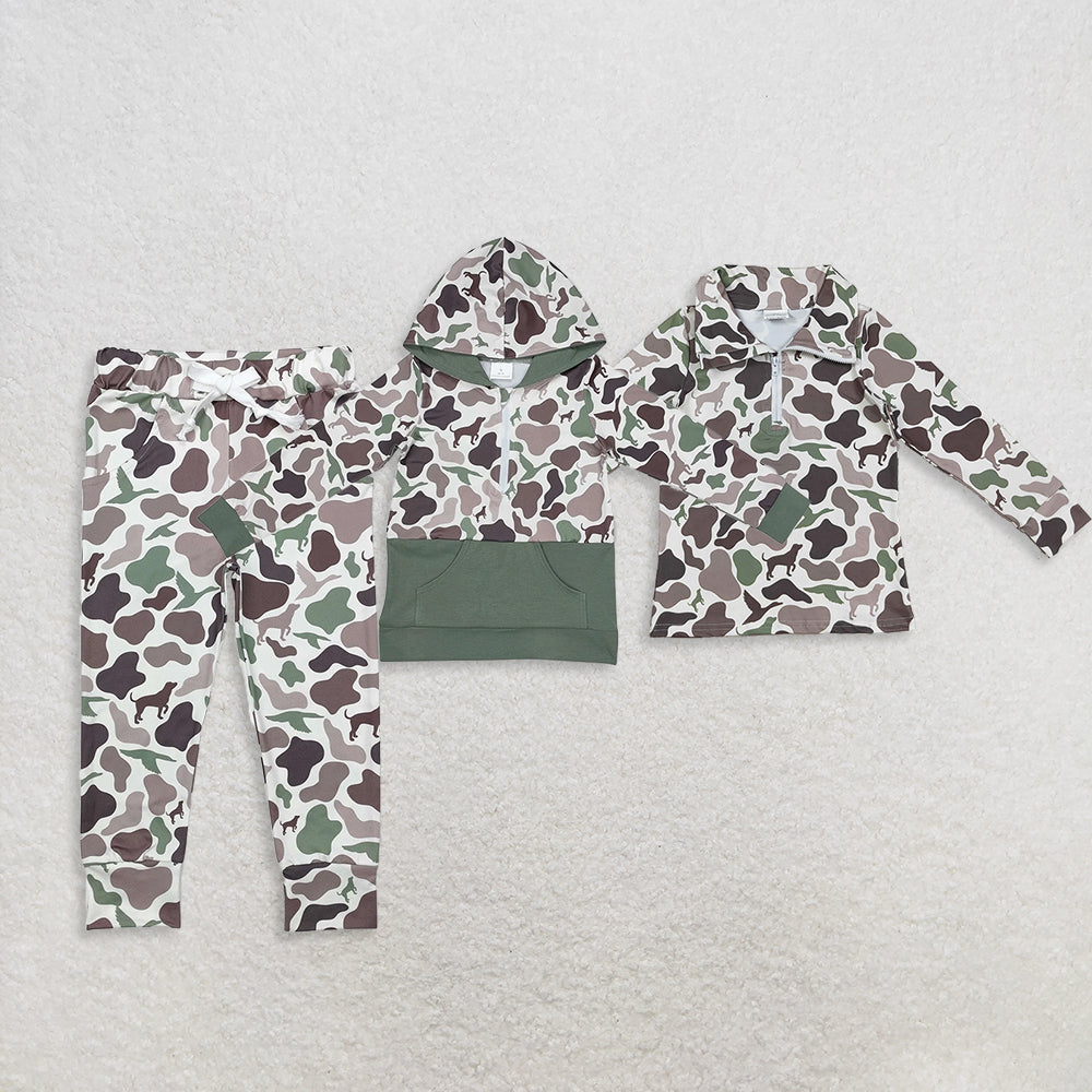 Sibling Baby Boys Ducks Dogs Hunting Camo Pockets Legging Pants Hoodies Pullovers Top