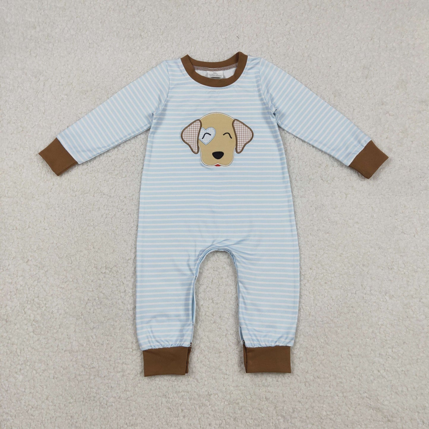Sibling Baby Boys Embroidery Dogs Stripe Pants Clothes Set Rompers