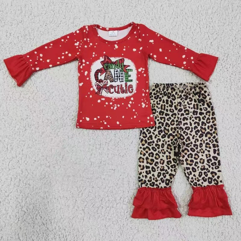 GLP0329 Girls Leopard Print Christmas Suit