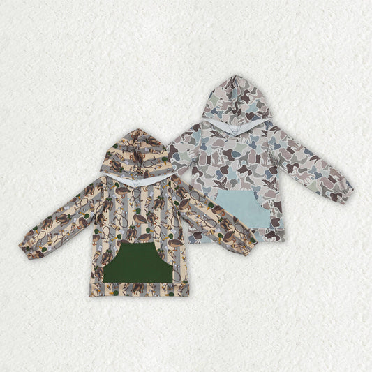 Sibling Baby Boys Hunting Ducks Pocket Hoodies Tops