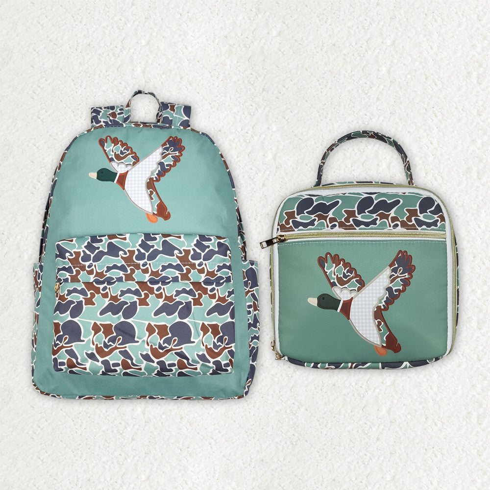 Sibling Baby Kids Boys Camo Ducks Backpack Lunch Boxes