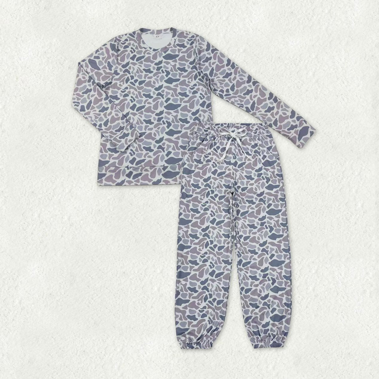 Sibling Adult Women Grey Camo Top Pockets Jogger Yoga Active Clothes Sets