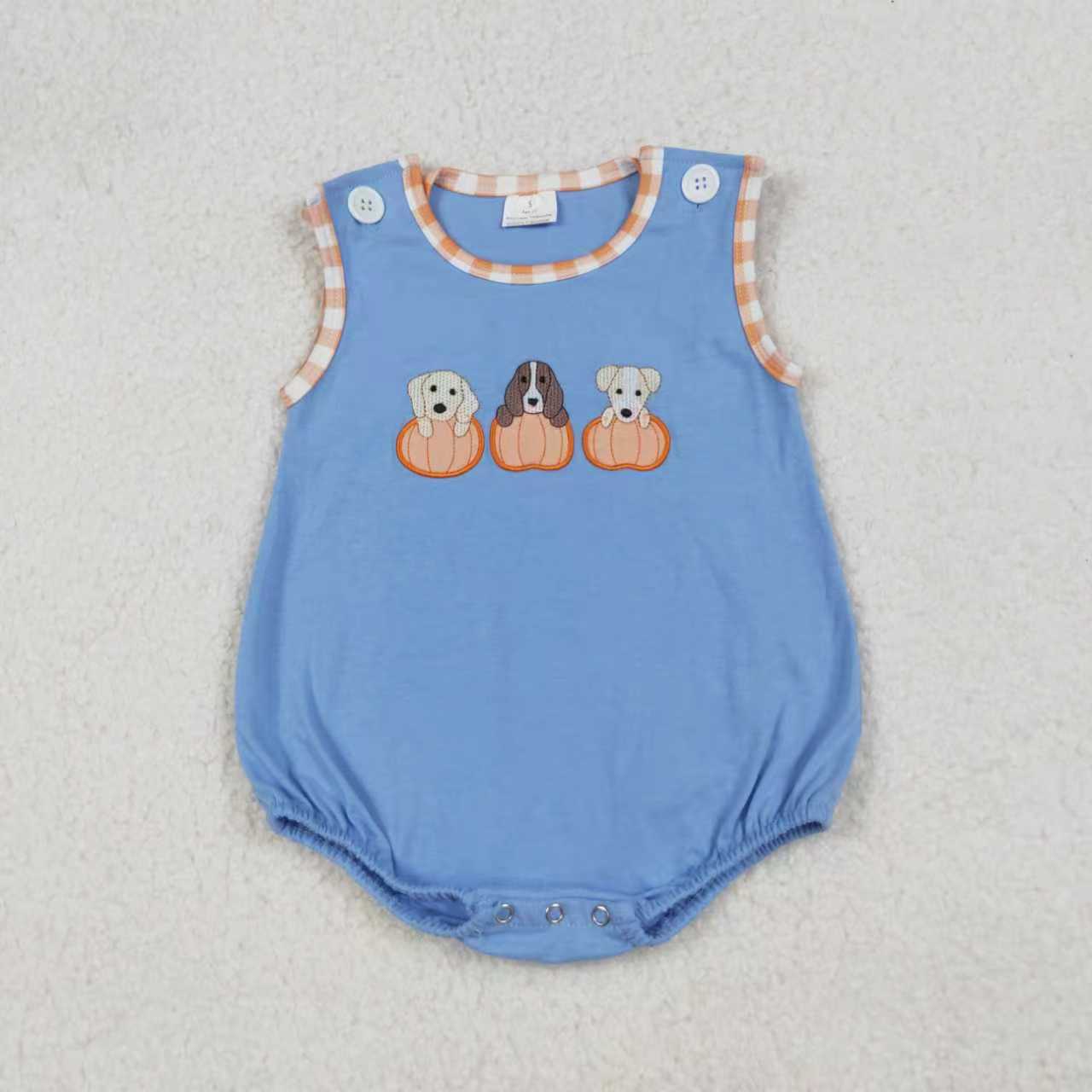 Sibling Baby Boys Girls Embroidery Pumpkins Dogs Shorts Clothes Sets Rompers
