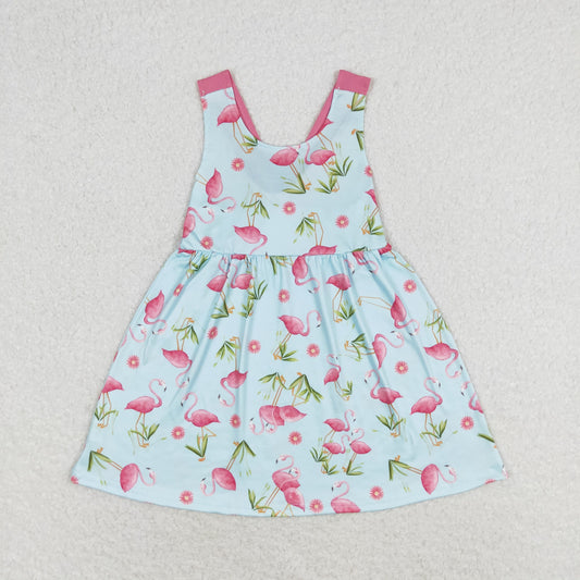 GSD0693 baby girl clothes girl flamingo summer dress