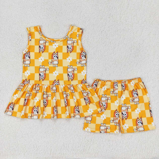 GSSO1249  baby girl clothes cartoon dog toddler girl summer outfit