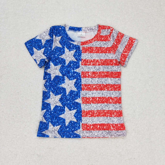 GT0584 baby girl clothes 4th of July patriotic girl summer tshirt