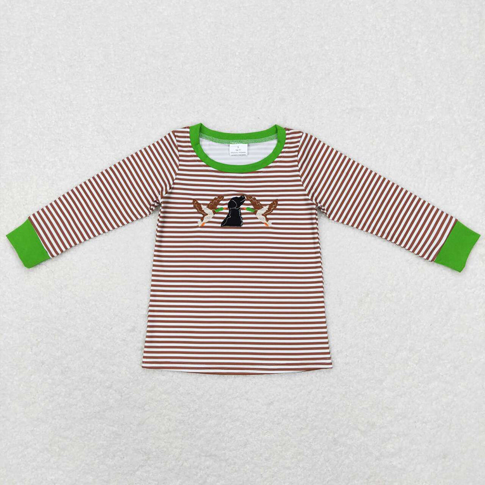 Baby Children Kids Duck Stripes Sibling Embroidery Tee Shirts