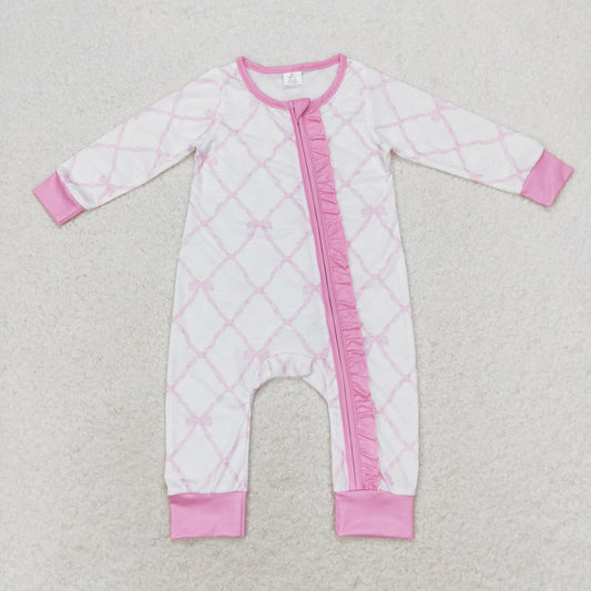 LR0921  baby girl clothes pink bow toddler girl winter romper