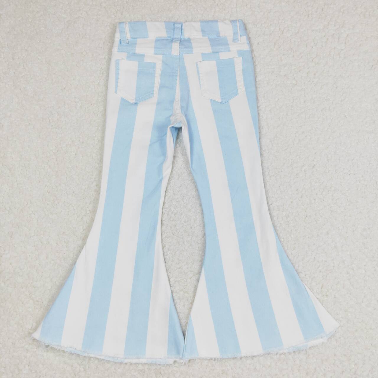 P0469 baby girl clothes blue stripes girl bell bottom pant jeans pant-2024.5.15