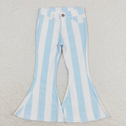 P0469 baby girl clothes blue stripes girl bell bottom pant jeans pant-2024.5.15
