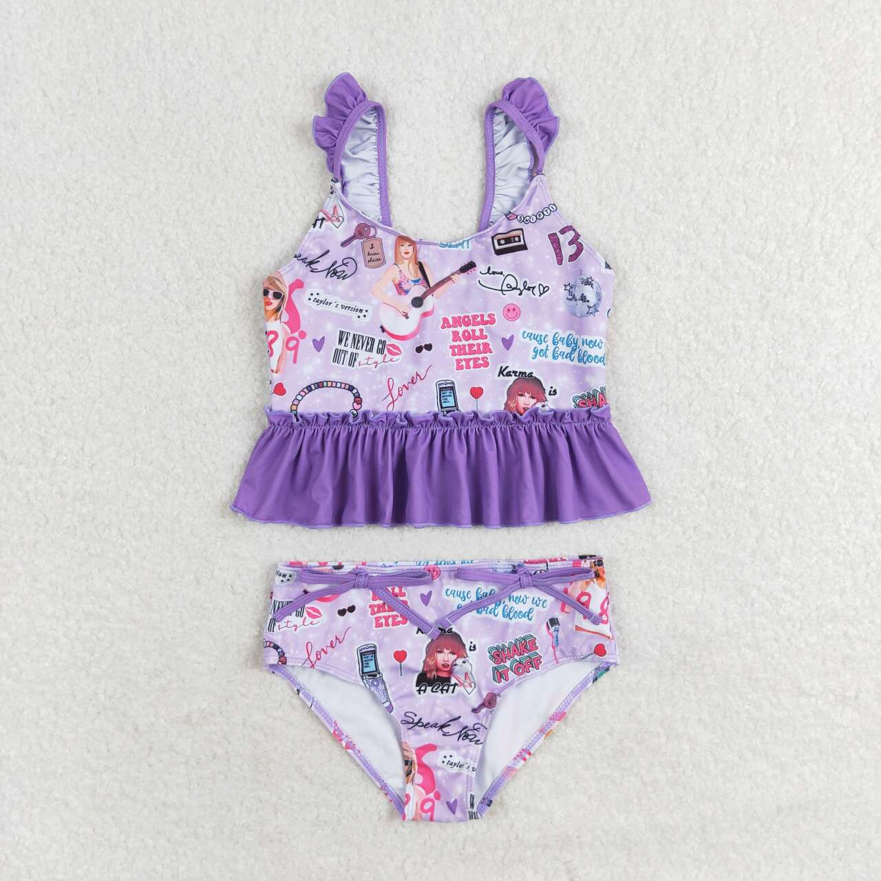 S0389   baby girl clothes 1989 singer  girl summer swimsuit beach wear  12-18M to 14-16T