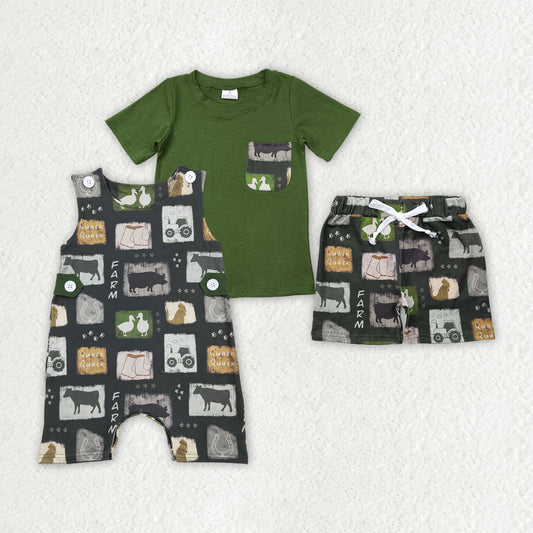 Sibling Baby Boys Western Cow Farm Rompers Outfits Sets