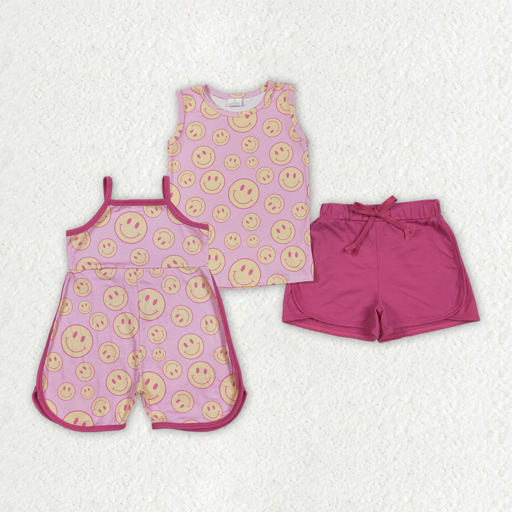 Sibling Baby Girls Pink Smiles Shirts Top Short Outfits Sets Jumpsuits