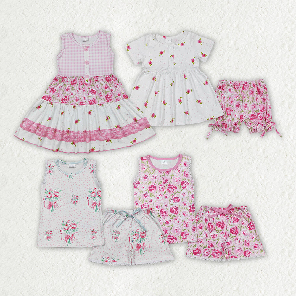 Sibling Baby Girls Flowers Trendy Summer outfits Clothes Sets