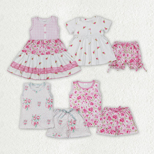 Sibling Baby Girls Flowers Trendy Summer outfits Clothes Sets