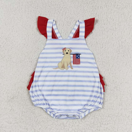 SR1081   baby girl clothes embroidery pubby 4th of July patriotic toddler girl summer bubble