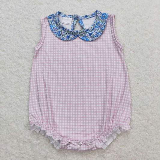 SR1087 baby girl clothes pink plaid toddler girl summer bubble