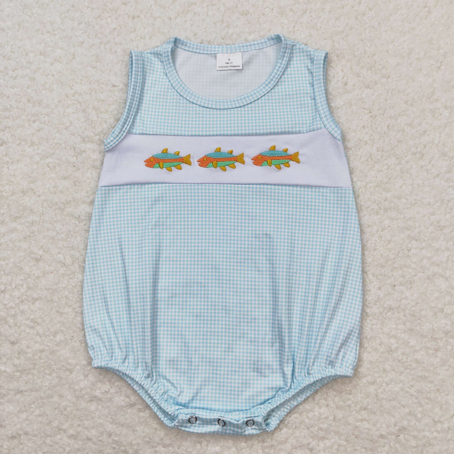 SR1265 baby boy clothes embroidery fish  toddler boy summer bubble