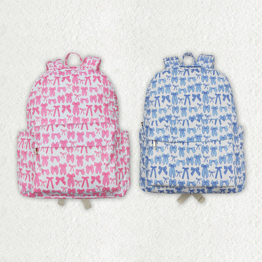 Two Colors Sibling Baby Girls Pink Blue Bows Backpacks Bags