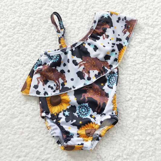 wild west sunflower cow swimsuit S0045