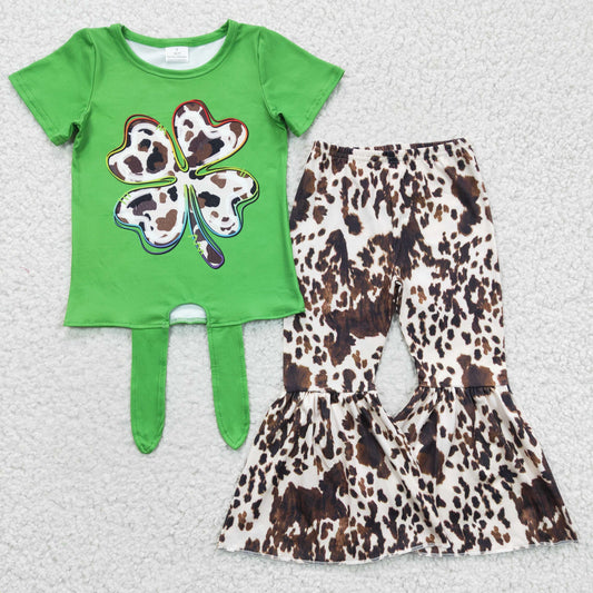 St. patrick baby girl bell bottoms set