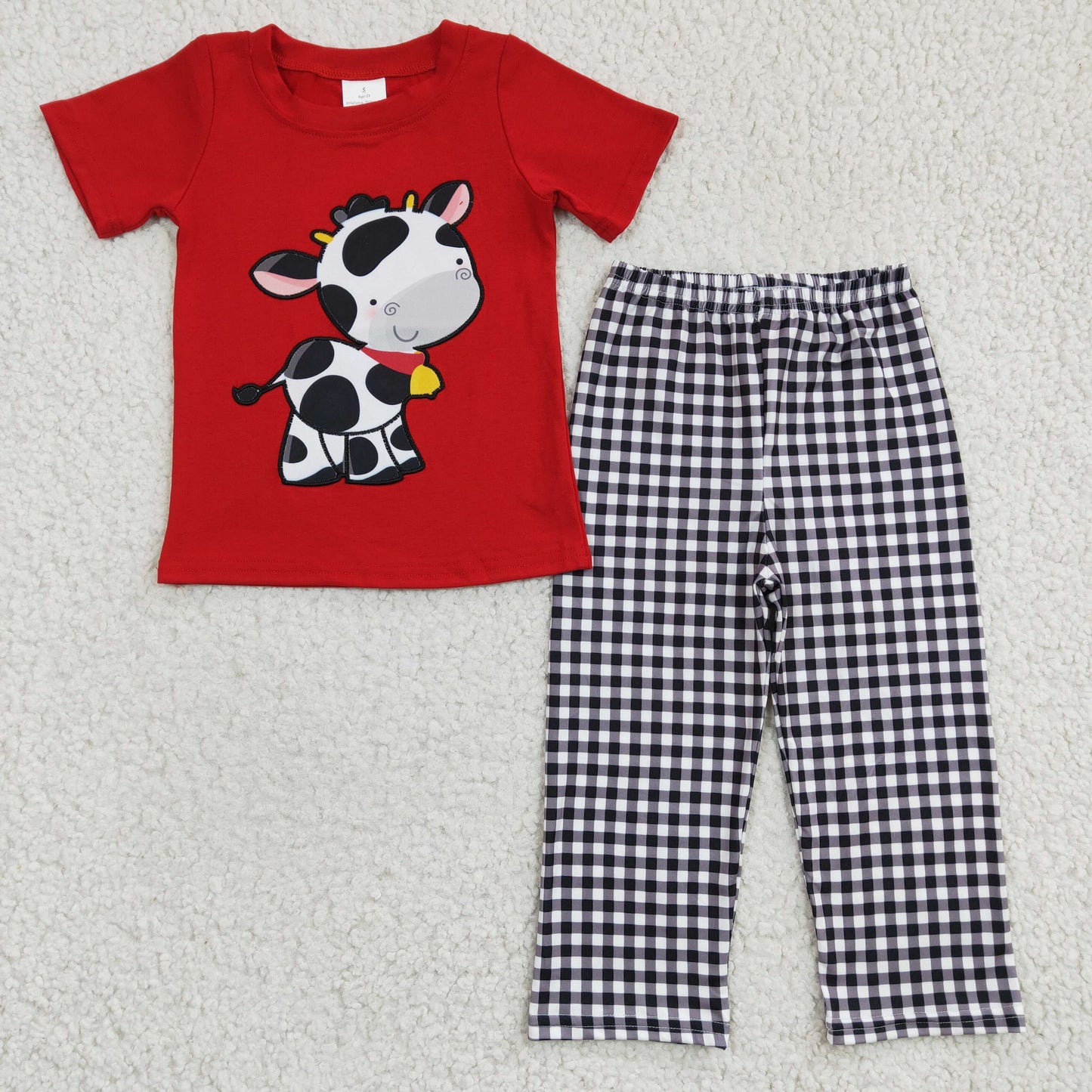 western red cow T-shirt girl long pants set