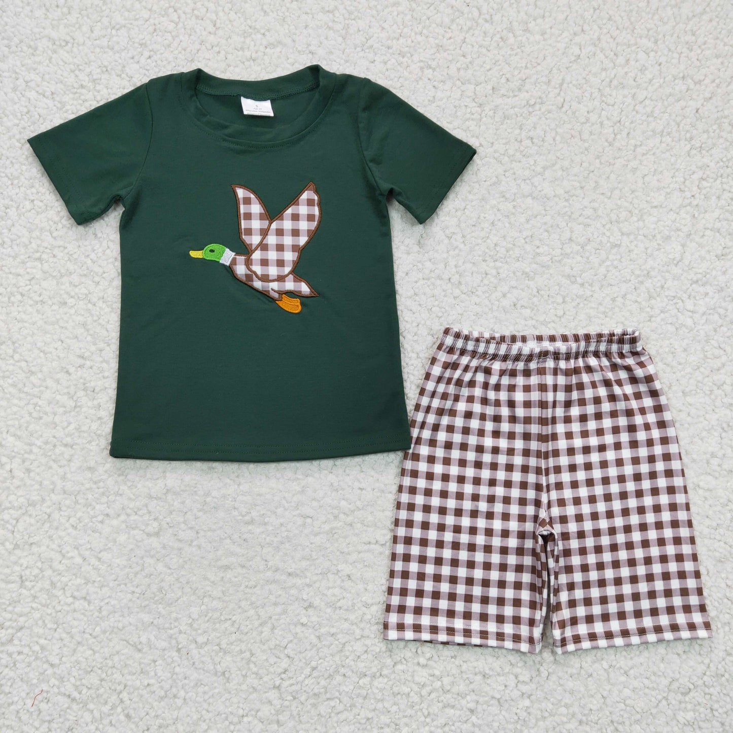 Wild duck embroidered boy short sleeve shorts set