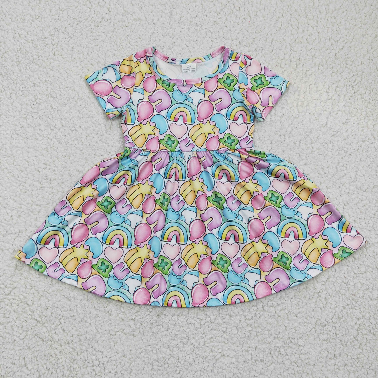 girls rainbow short sleeve Dress GSD0171