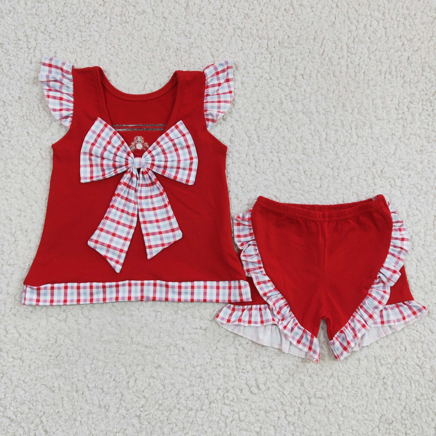 Western crab flutter sleeve shorts girl set