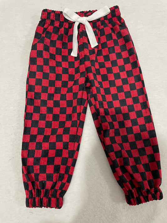 100% Cotton Red Plaid Long pants