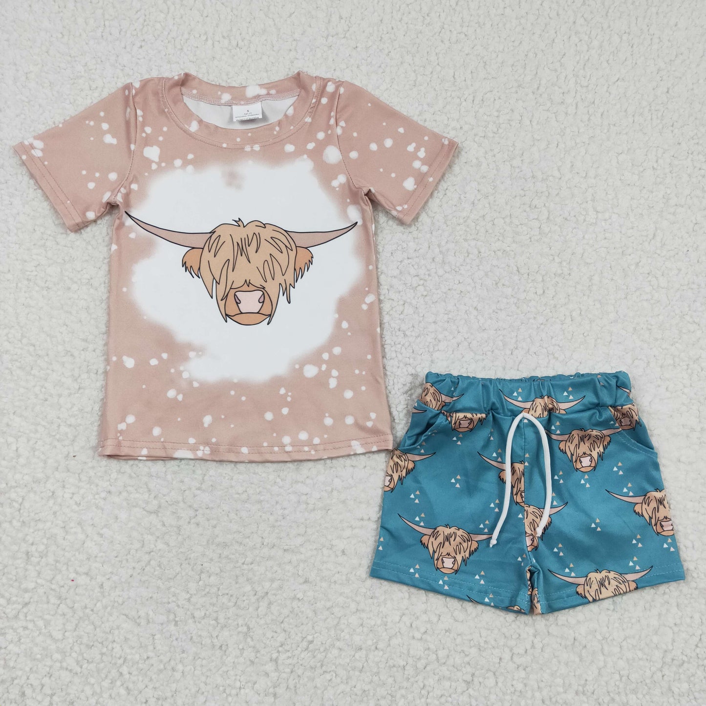 BSSO0198 Highland Cow  T-shirt shorts set