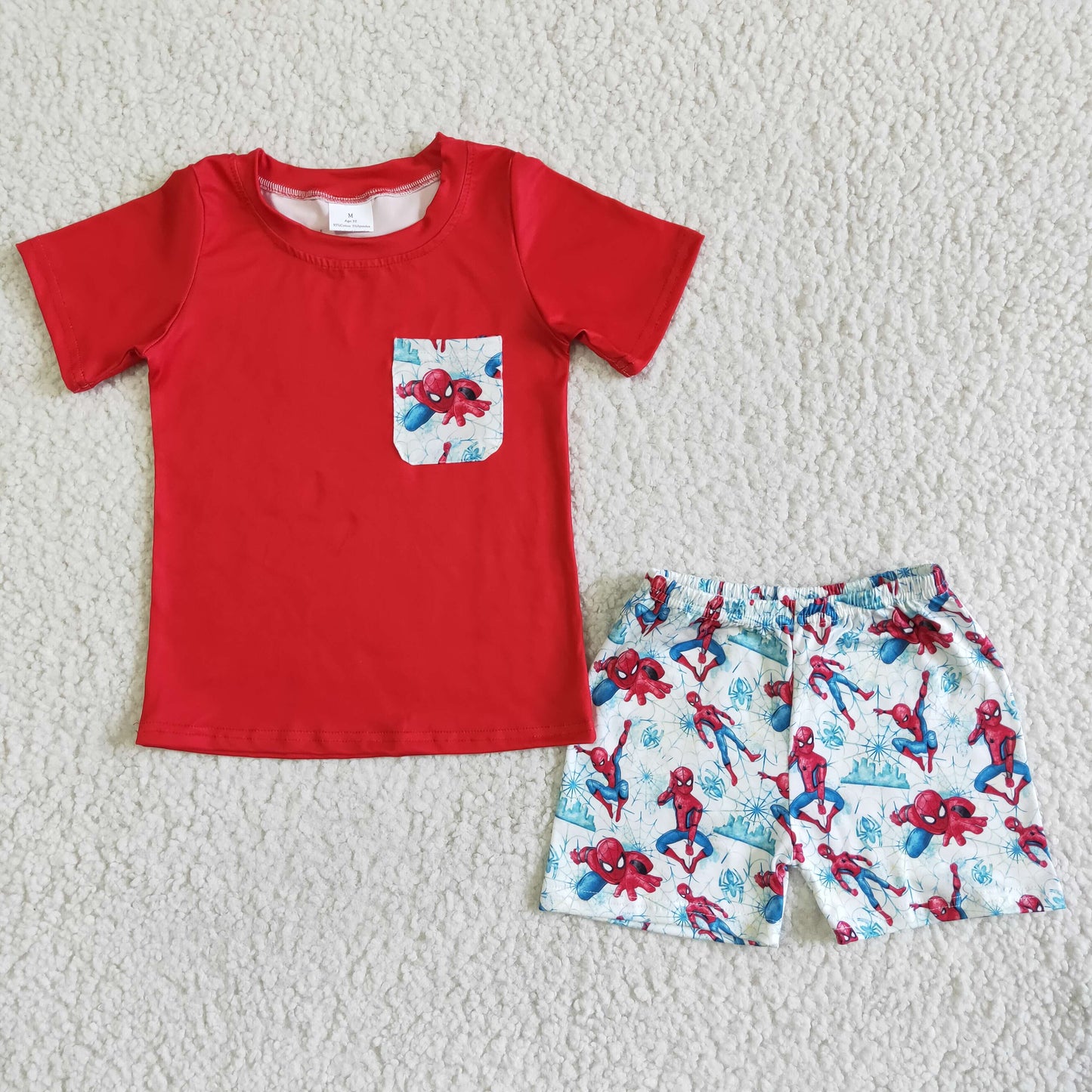 Spider man red boy T-shirt shorts set