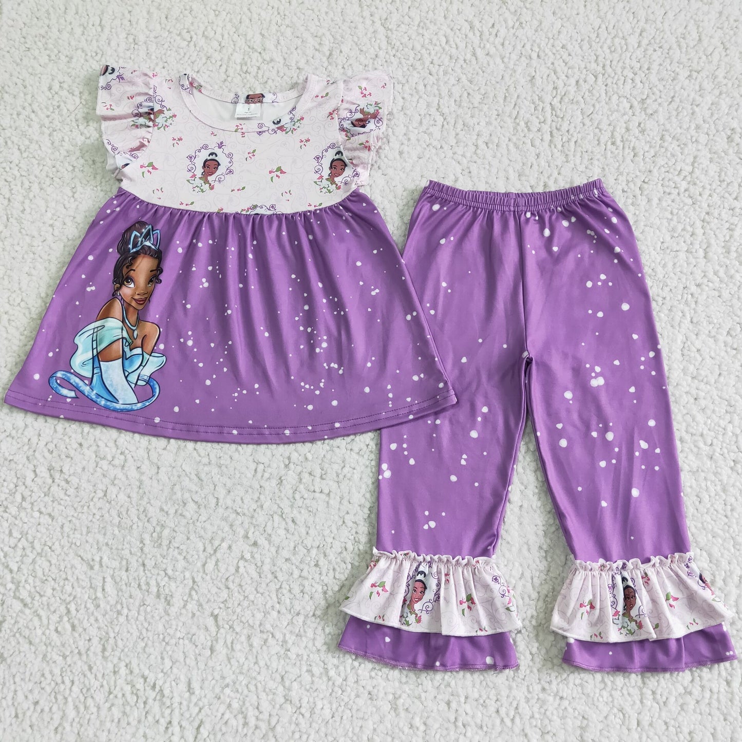 girl purple princess tops pants set GSPO0058