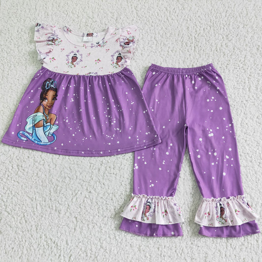 girl purple princess tops pants set GSPO0058