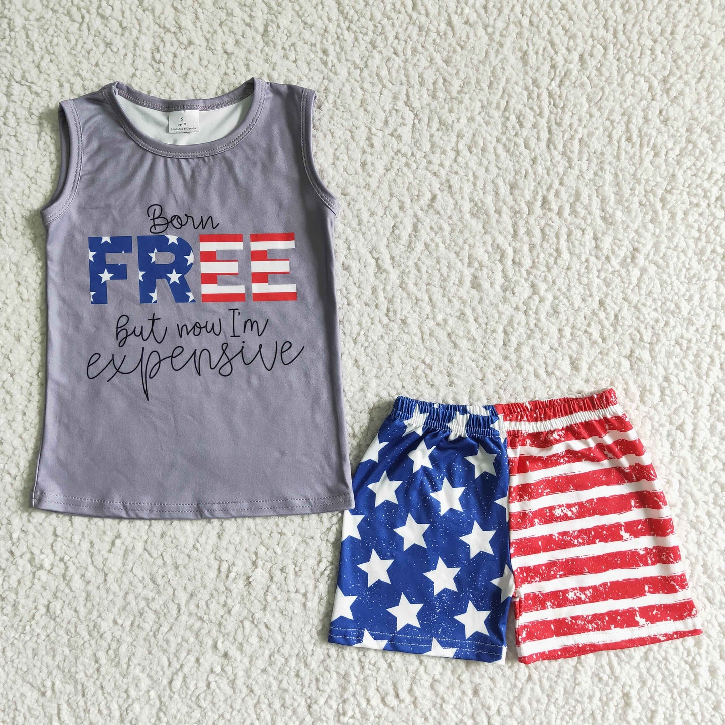 born free but now I am expensive sleeveless top shorts set