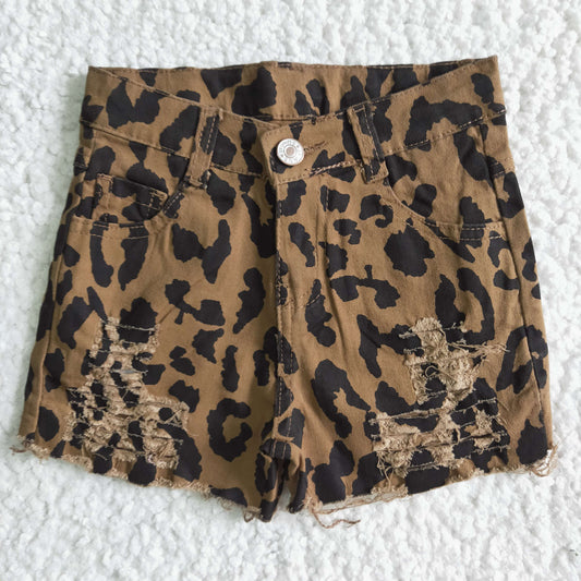 Leoaprd denim shorts